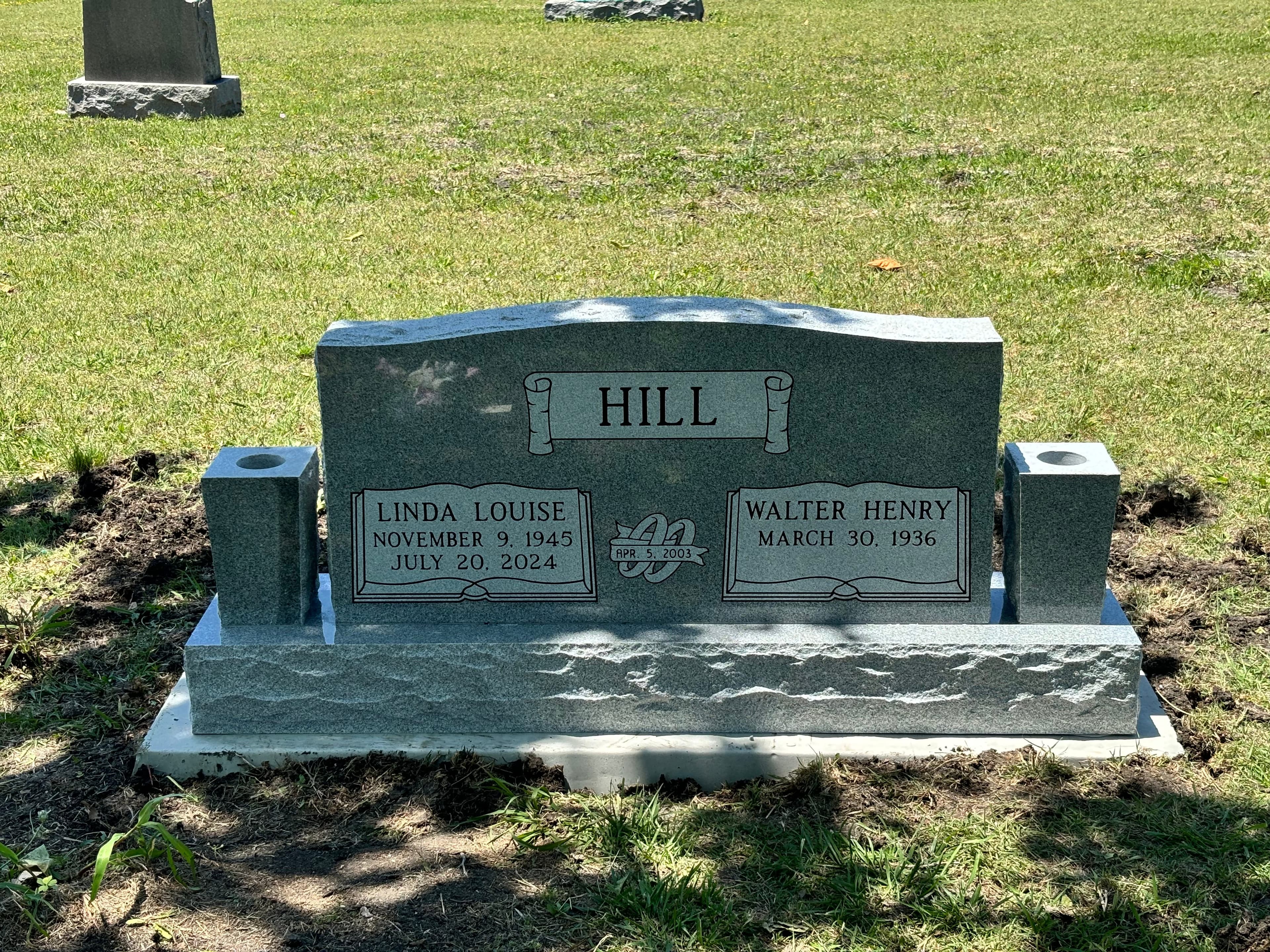 Traditional gray granite companion upright