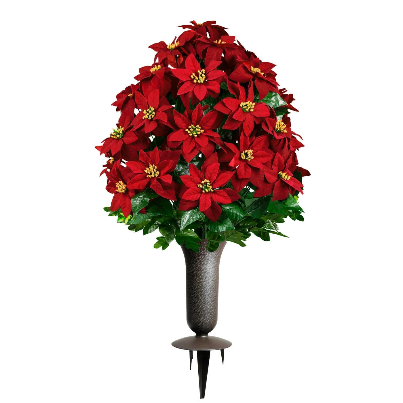 Red Poinsettia Bouquet with Sympathy Silks Vase