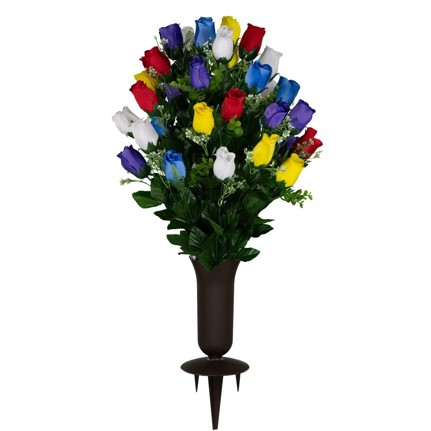 Multi Color Rose Bud with Vase