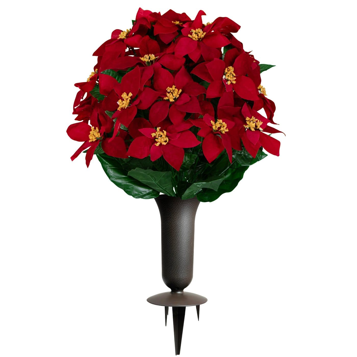 Red Poinsettia with Sympathy Silks Vase