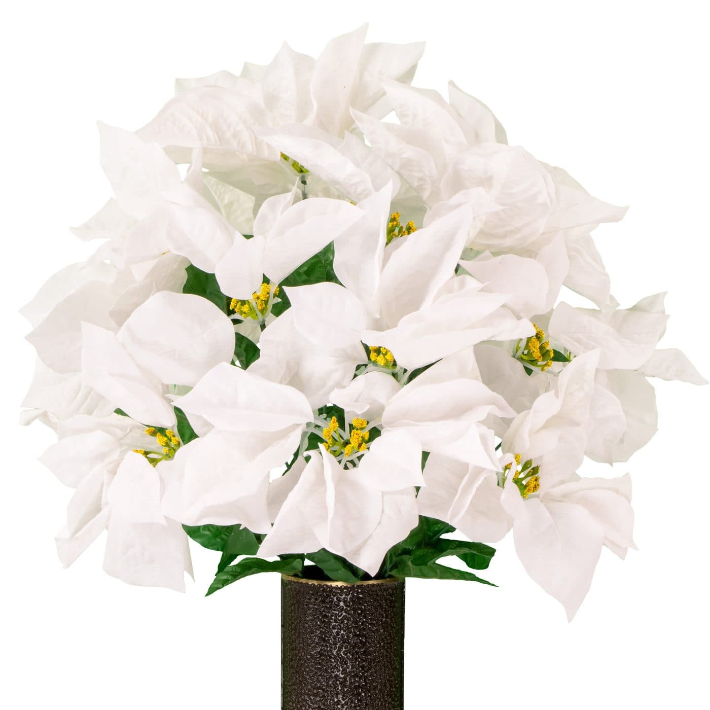 White Poinsettia with Sympathy Silks Vase