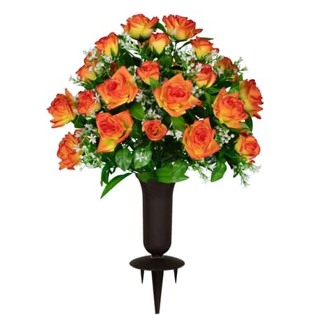Orange Diamond Roses with Sympathy Silks Vase