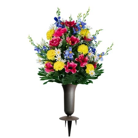 Pink Anemone Garden Mix Bouquet with Sympathy Silks Vase