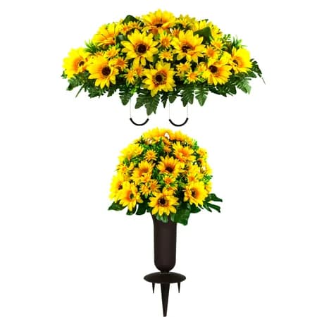 Yellow Sunflower Saddle and 1 Bouquet with Vase