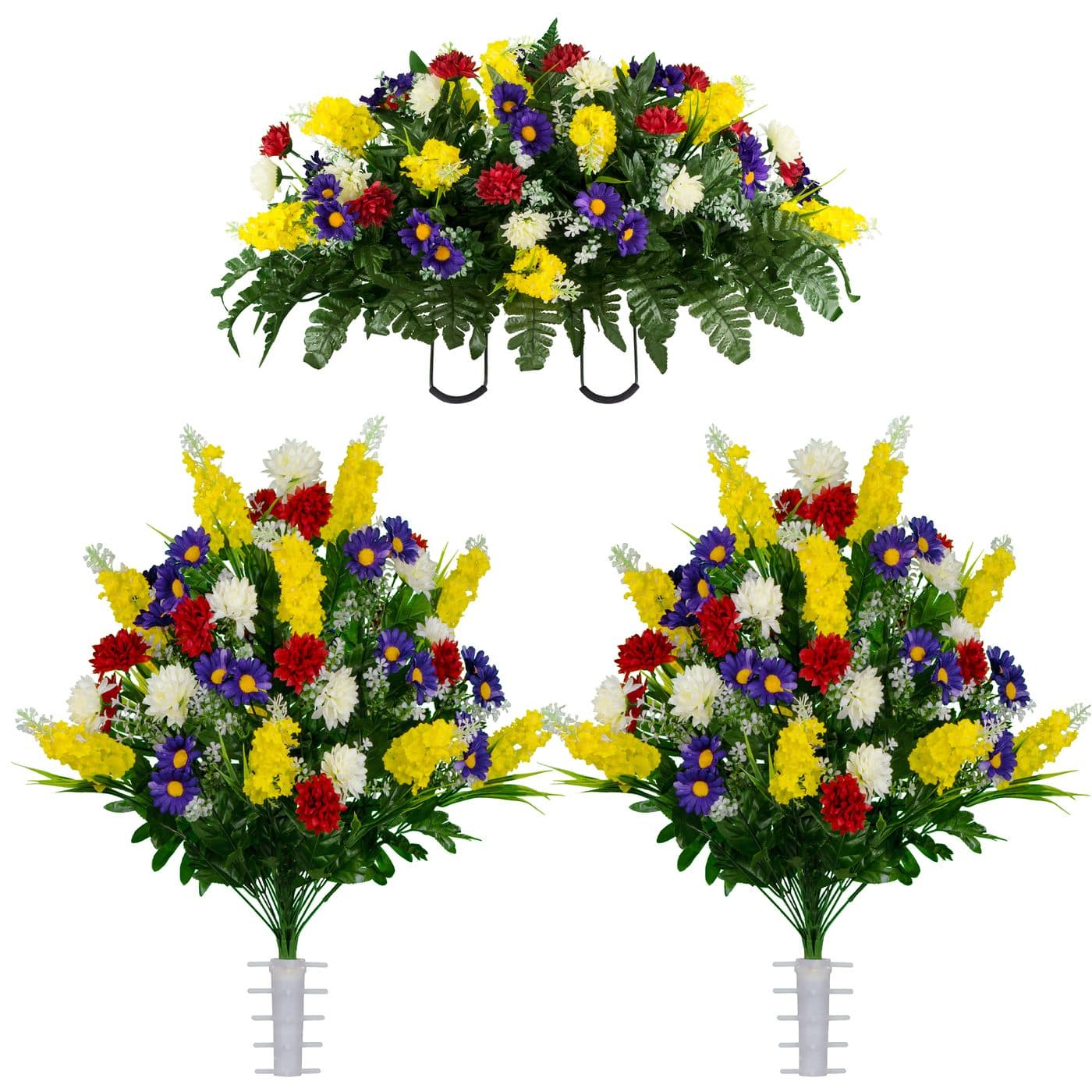 Yellow Purple and Red Wildflower Saddle and (2) Bouquets