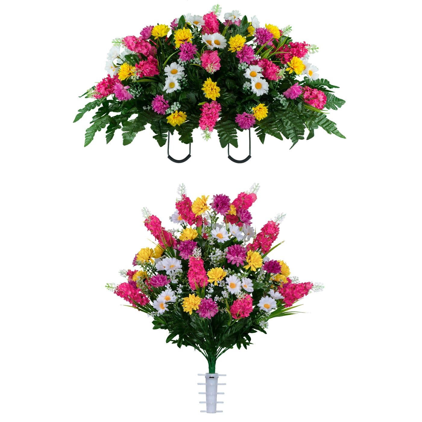 Pink Yellow and White Wildflower Saddle and (1) Bouquet