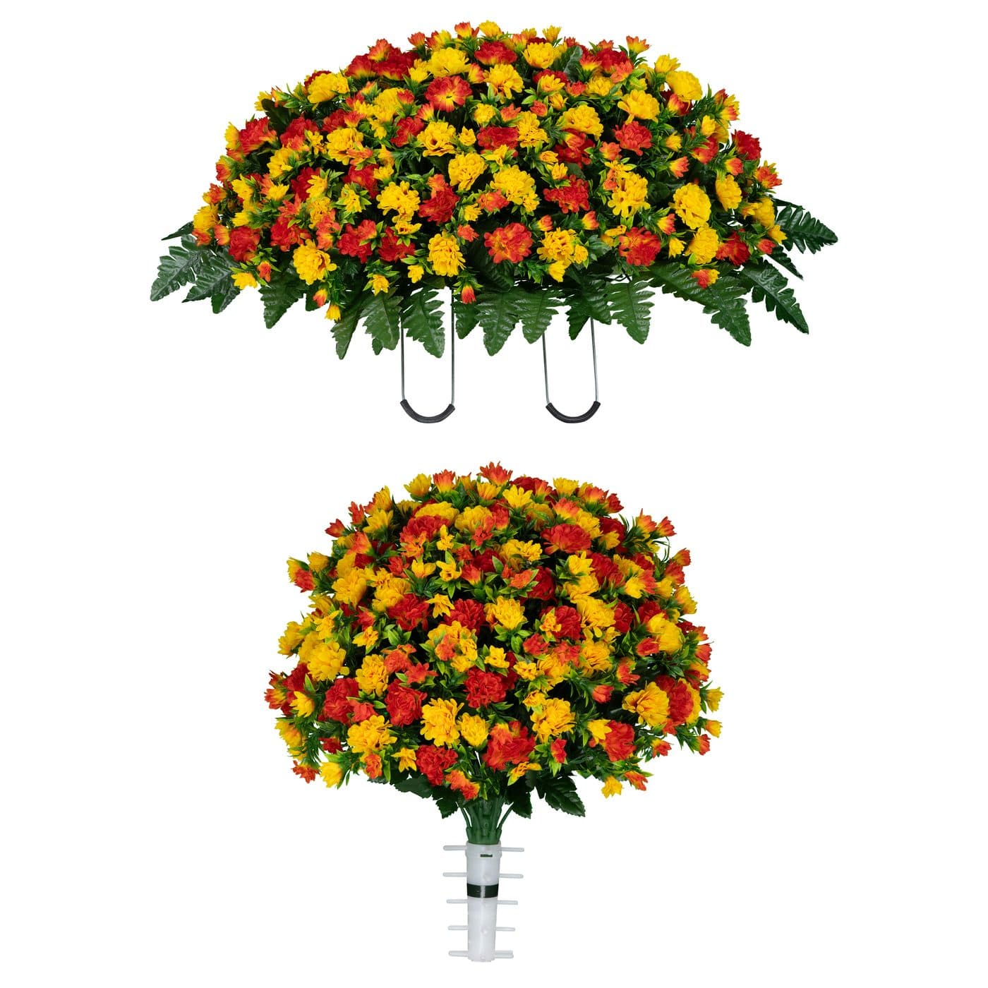 Sunset Orange Mum Saddle and 1 Bouquet