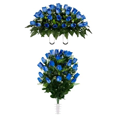 Blue Rose Buds Saddle and 1 Bouquet