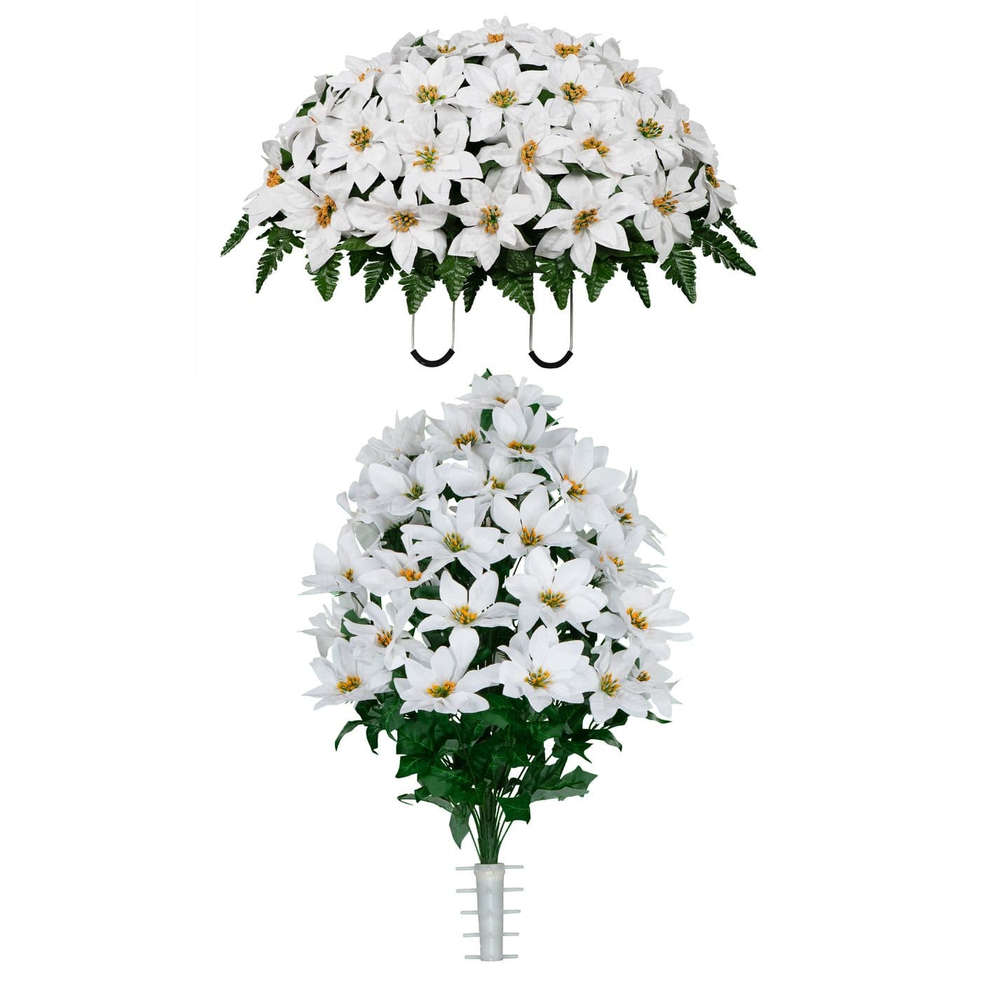 White Poinsettia Saddle and 1 Bouquet