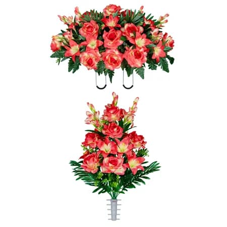 Coral Gladiolus Rose and Lily Saddle and 1 Bouquet