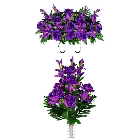 Purple Gladiolus Rose and Lily Saddle and 1 Bouquet
