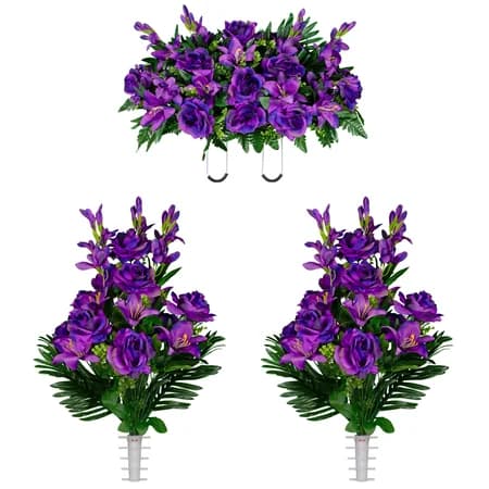 Purple Gladiolus Rose and Lily Saddle and 2 Bouquets