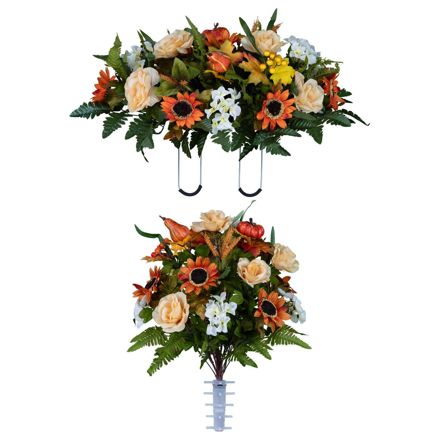 Auburn Sunflower and Pumpkin Mix Saddle with (1) Bouquet