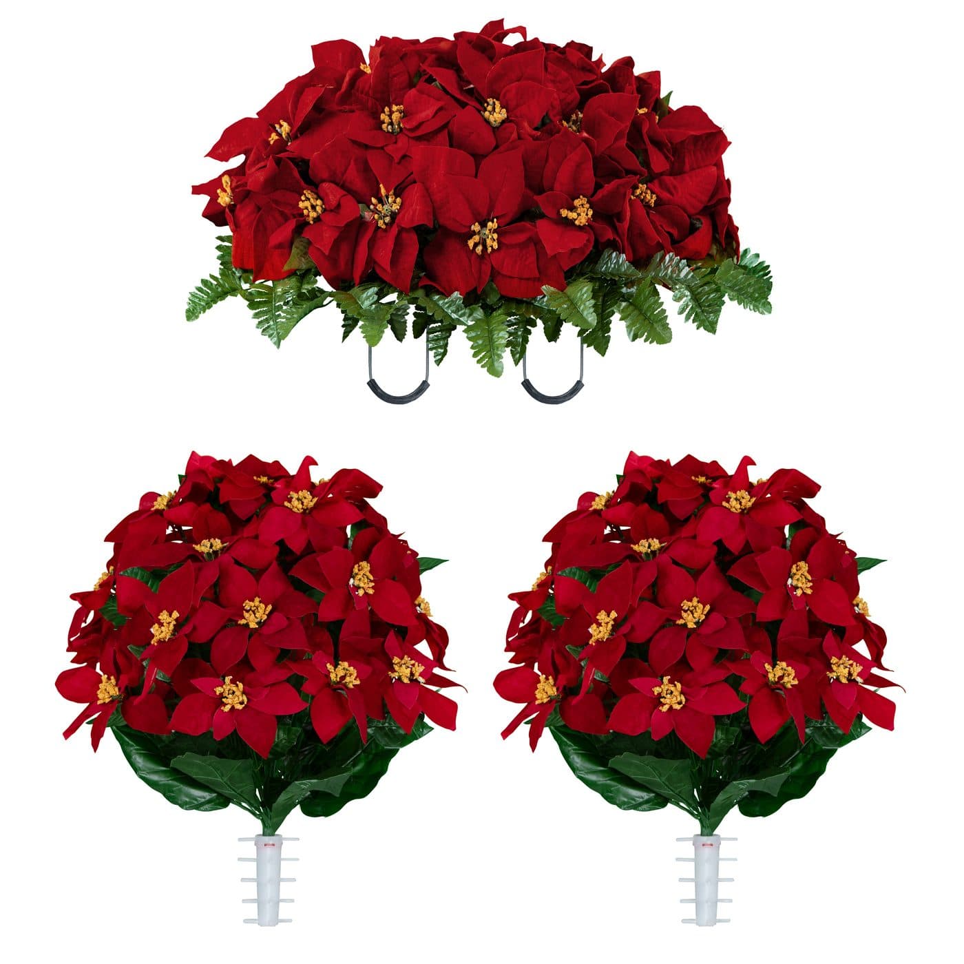 Red Poinsettia Saddle and 2 Bouquets