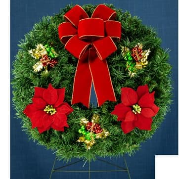 Poinsettia and Presents with Velvet Bow