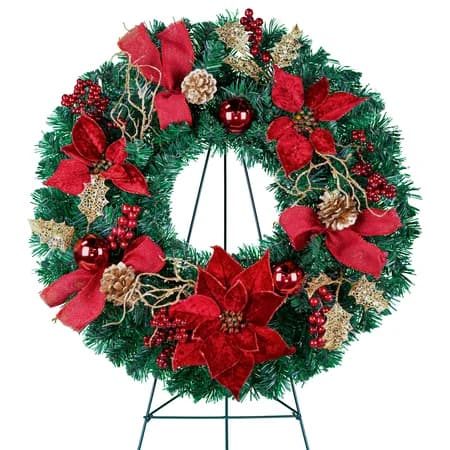 Velvet Poinsettias and Gold Pinecones