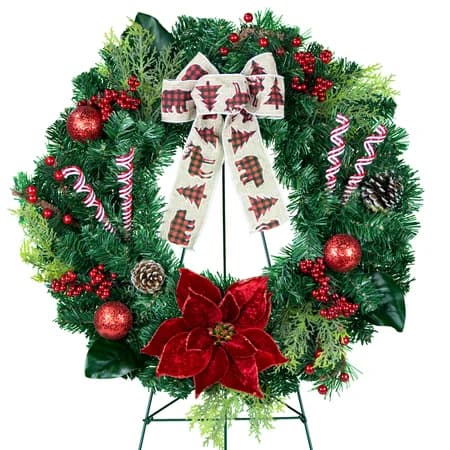 Winter Forest Wreath with Berries and Poinsettia
