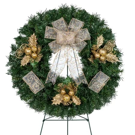 Gold Leaf Ornaments with Gold Filigree Bow