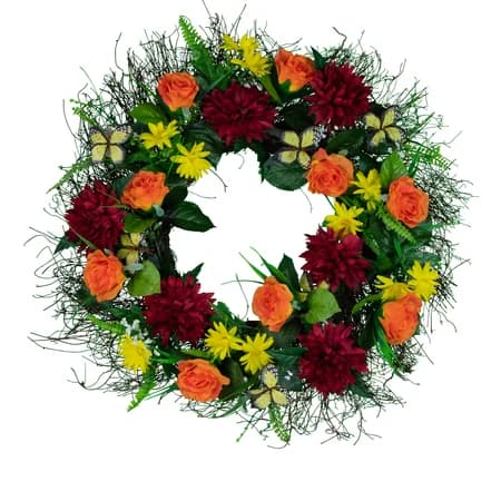 Burgundy and Orange Grapevine Wreath