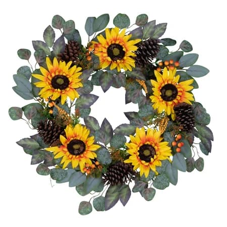 Sunflowers and Pine Cones Grapevine Wreath