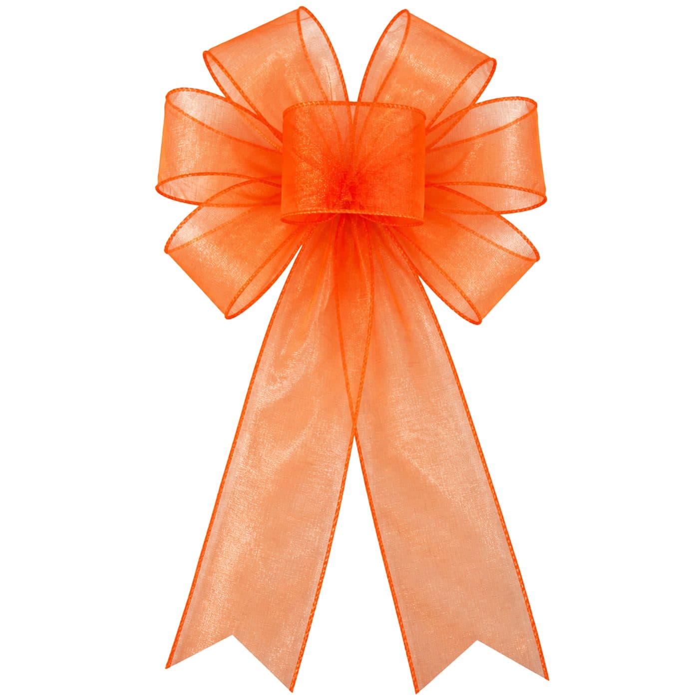 7 Loop Orange Sheer Bow