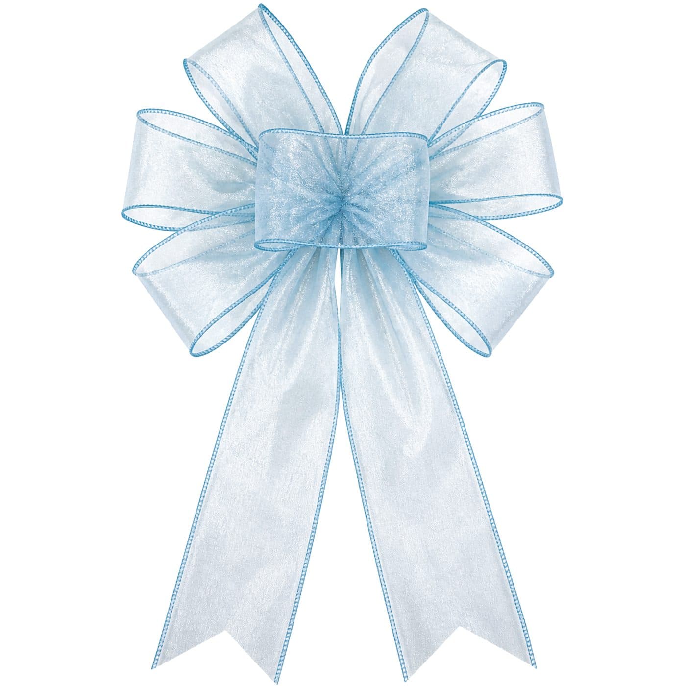 7 Loop Light Blue Sheer Bow