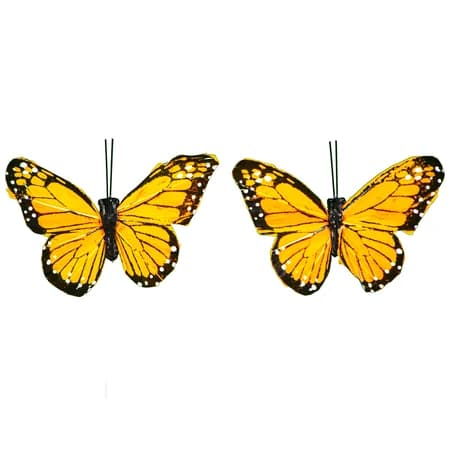 Yellow Monarch Butterfly 2 Pack - Please specify which flower arrangement to attach these to if ordering multiple