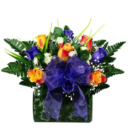 Sunset Orange and Purple Rose Buds