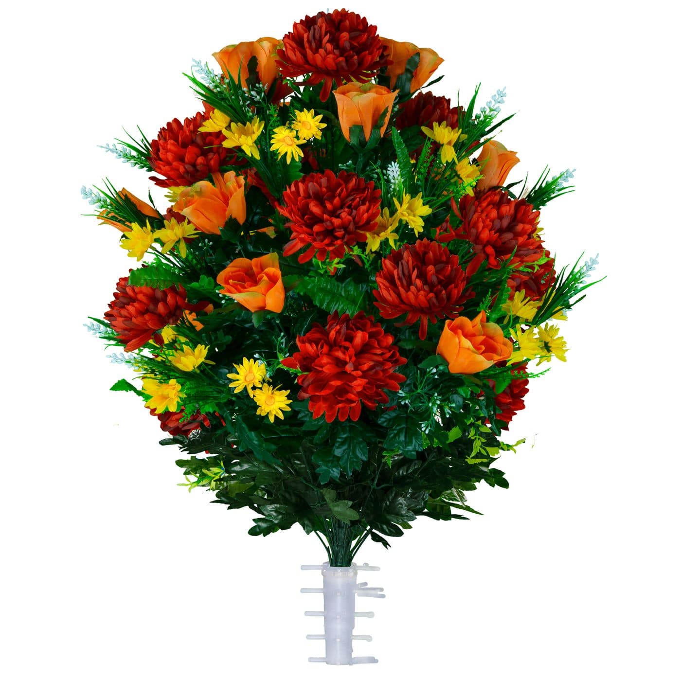 Burgundy Mum and Orange Rose