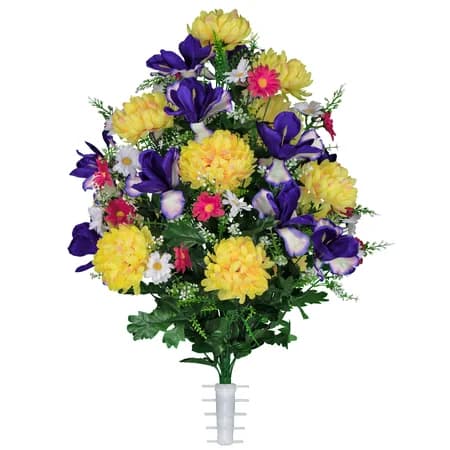 Yellow Mum and Purple Iris