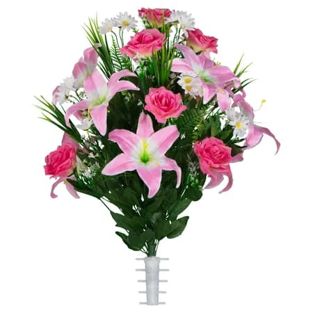 Pink Lily and Rose with Daisies