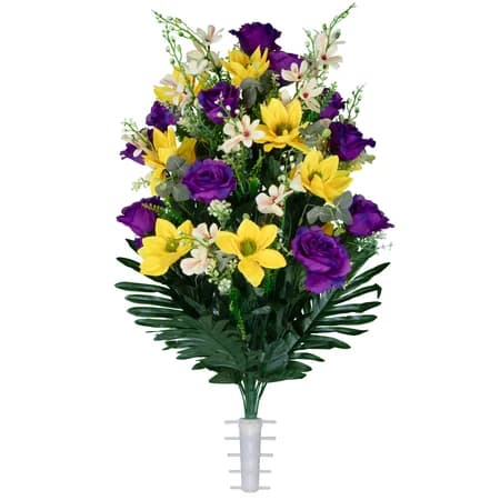Purple Roses and Yellow Lotus Bouquet