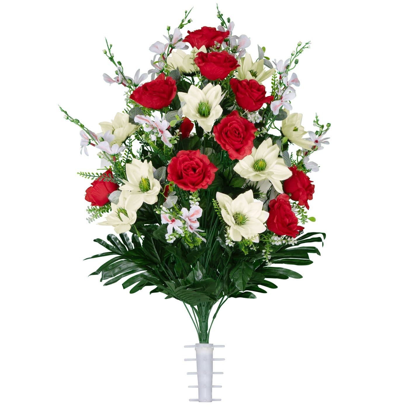 Red Roses with Cream Lotus Bouquet