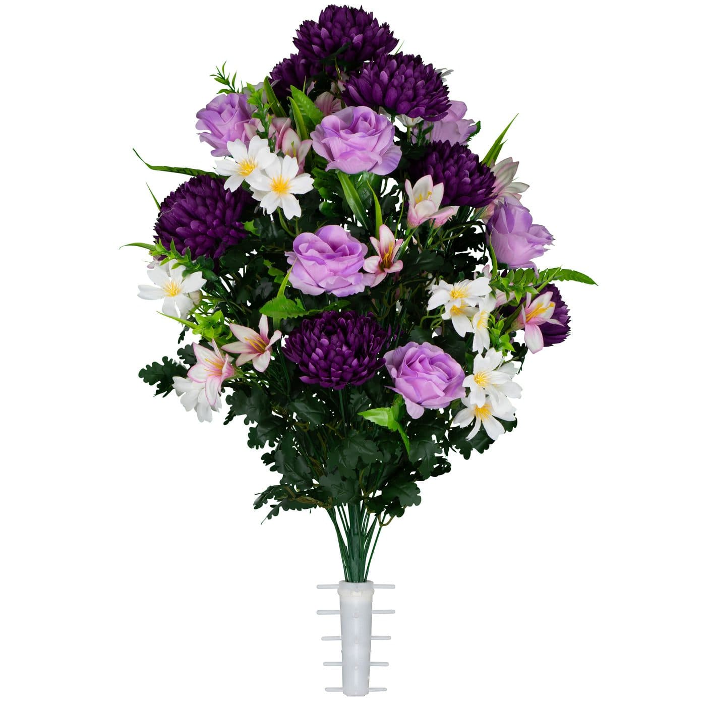 Lavender Roses and Rain Lilies with Purple Mums
