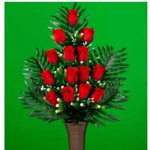 Red Rose with Palm Leaves
