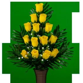 Yellow Rose with Palm Leaves