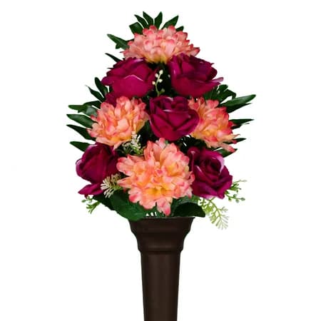 Burgundy Roses Peach Mums