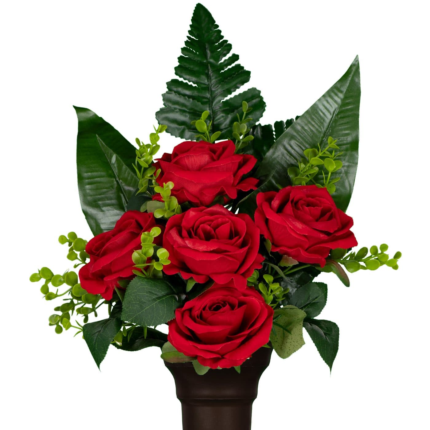 Red Open Roses - 15 Inches Tall