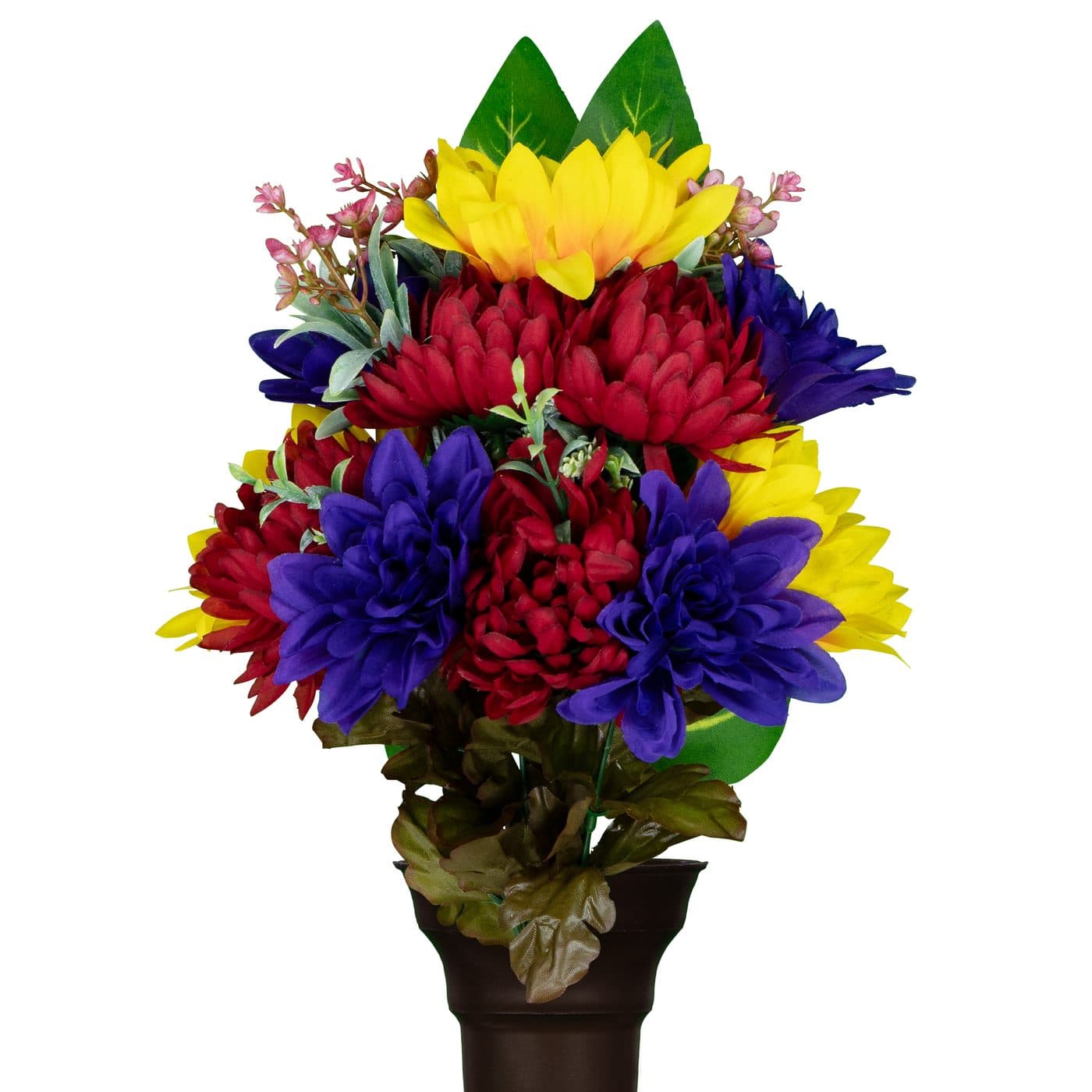 Sunflowers with Red Mums and Purple Dahlias