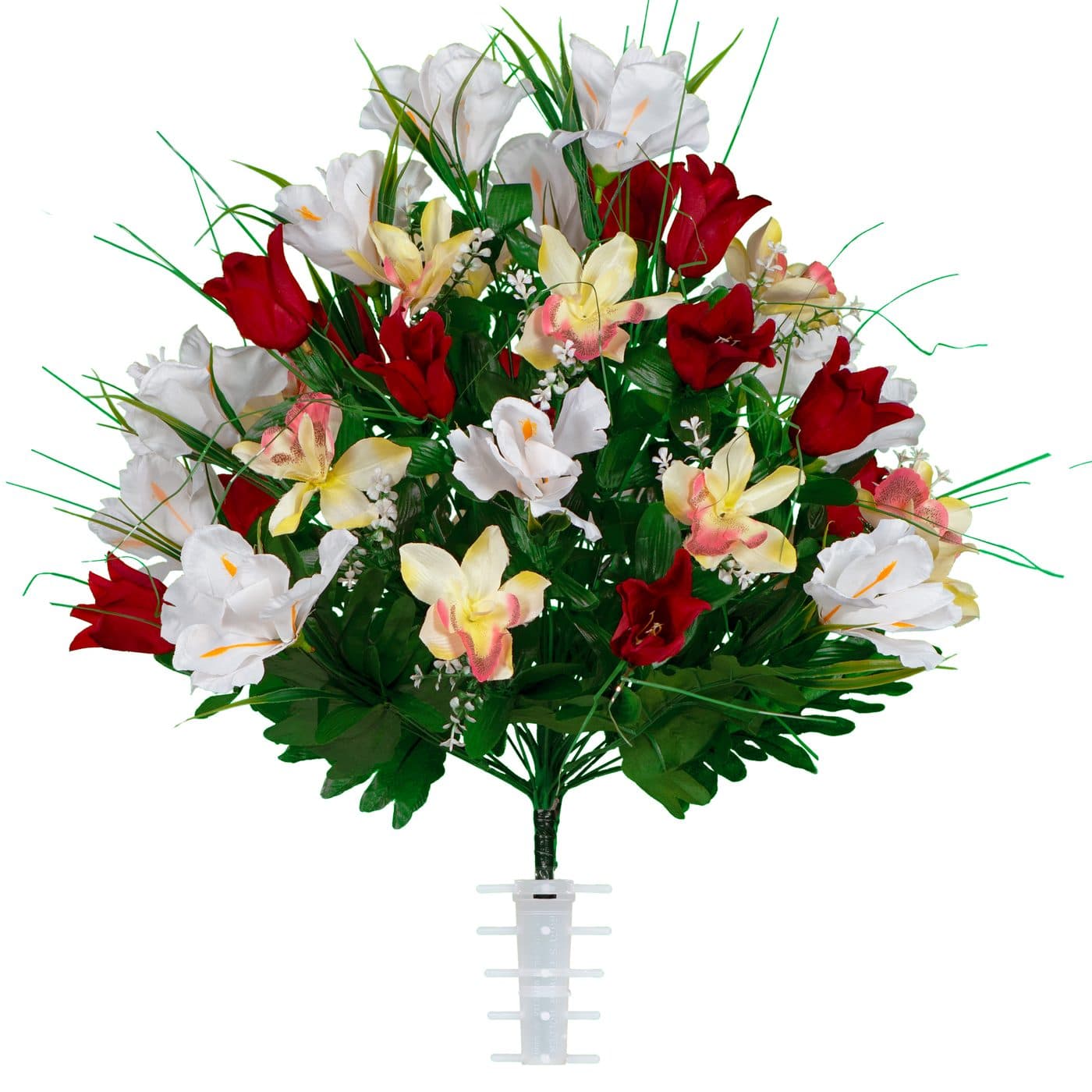 Red Tulips and White Iris