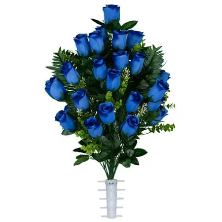 Blue Rose with Palm Leaves