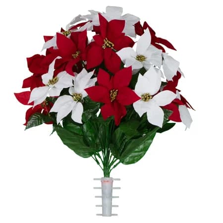 Red and White Poinsettias with Gold Glitter
