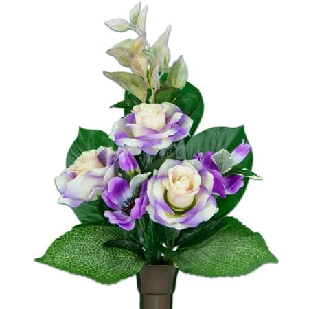 Cream and Purple Rose with Poppy