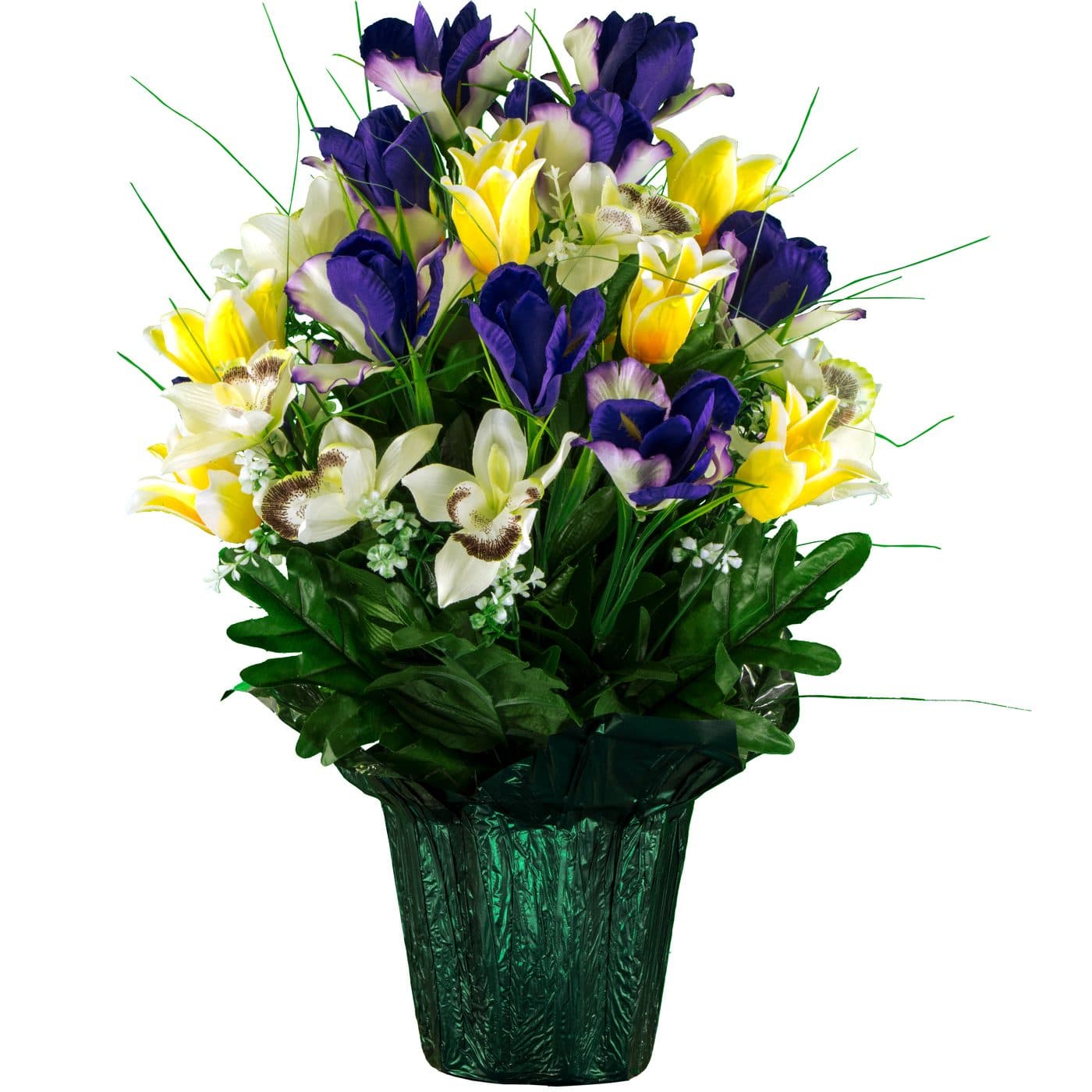 Yellow Tulips and Purple Iris