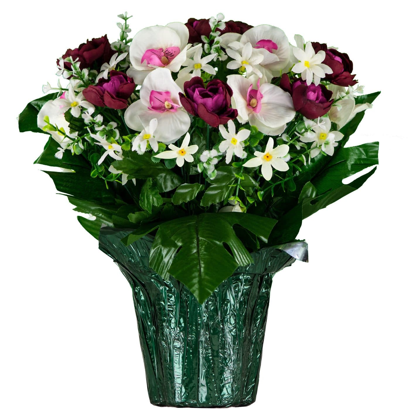 Violet Cabbage Rose and White Orchid