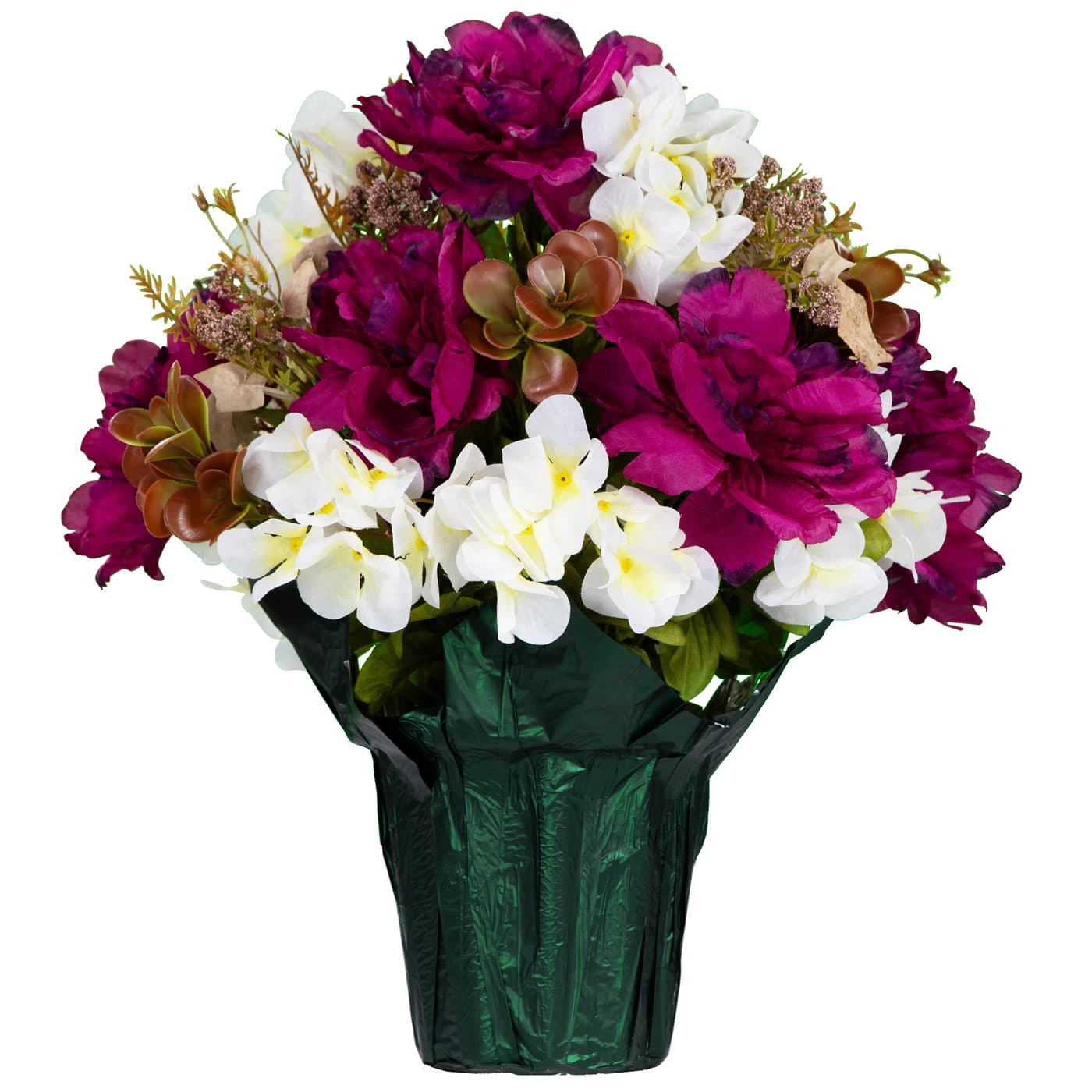 Plum Peony and White Hydrangea