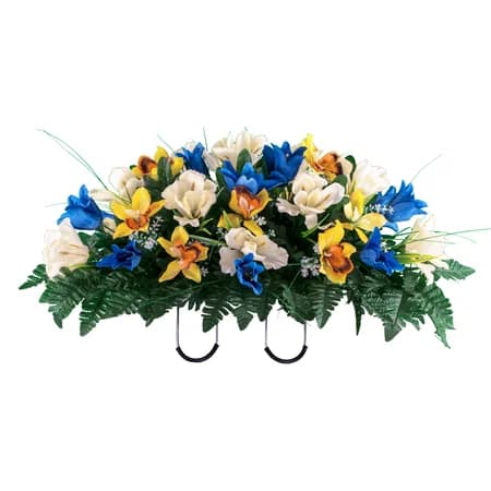 Blue Tulips and Cream Iris