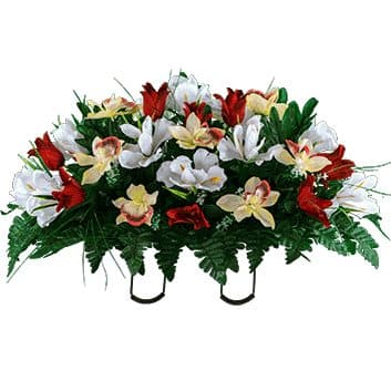 Red Tulips and White Iris