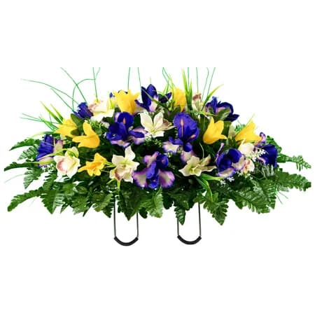Yellow Tulips and Purple Iris