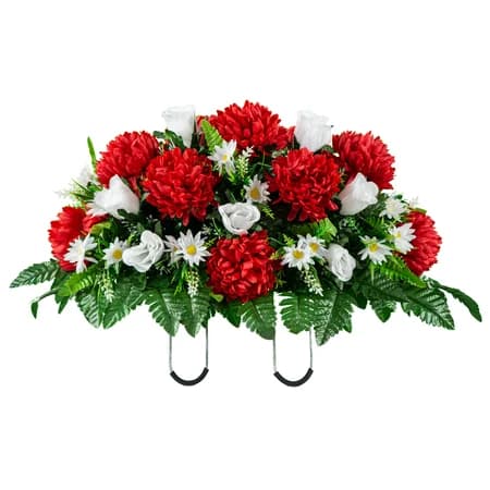 Red Mum and White Rose